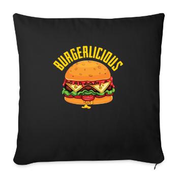 Burger Hamburger Cheeseburger - Housse de coussin décorative 45 x 45 cm - noir - Devant