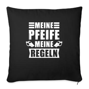 Basketball Schiedsrichter Schiri - Sofakissenbezug 45 x 45 cm - Schwarz - Vorne