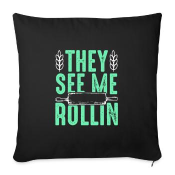 Rolling pin baking saying quote - Sofa pillowcase 17,3'' x 17,3'' (45 x 45 cm) - black - Front