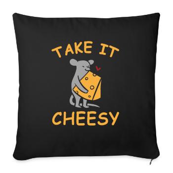 Funny cheese love cheese gift sayings - Sofa pillowcase 17,3'' x 17,3'' (45 x 45 cm) - black - Front