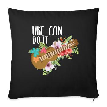 Uke ukulele - Sofa pillowcase 17,3'' x 17,3'' (45 x 45 cm) - black - Front