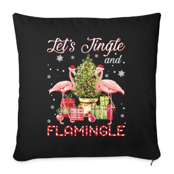 Let's Jingle And Flamingle Funny Flamingo - Sofa pillowcase 17,3'' x 17,3'' (45 x 45 cm) - black - Front
