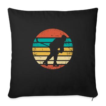 Hockey sur glace rétro - Housse de coussin décorative 45 x 45 cm - noir - Devant