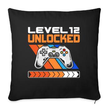 12. Geburtstag Level 12 Unlocked 12 Jahre alt - Sofakissenbezug 45 x 45 cm - Schwarz - Vorne