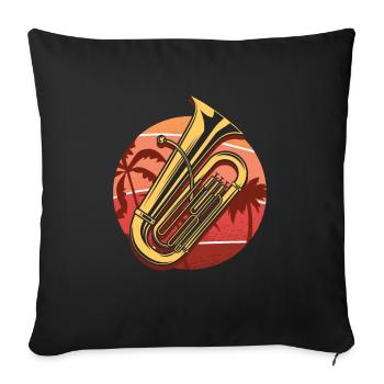Cadeau de tuba, tuba ensoleillé sur la plage, orchestre - Housse de coussin décorative 45 x 45 cm - noir - Devant