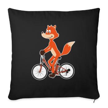 Funny fox on the bike - Sofa pillowcase 17,3'' x 17,3'' (45 x 45 cm) - black - Front