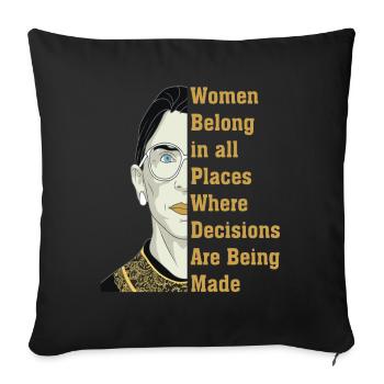 Ruth Bader Ginsburg Féminisme Citation inspirante - Housse de coussin décorative 45 x 45 cm - noir - Devant