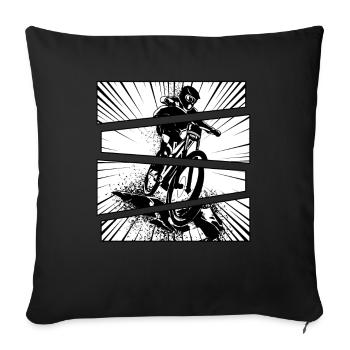 Vélo sport VTT tout-terrain split - Housse de coussin décorative 45 x 45 cm - noir - Devant