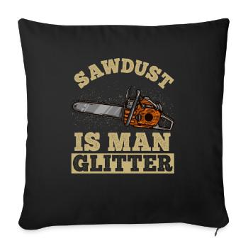 Sawdust Man Glitter Tronçonneuse Construction Worker Glitter - Housse de coussin décorative 45 x 45 cm - noir - Devant
