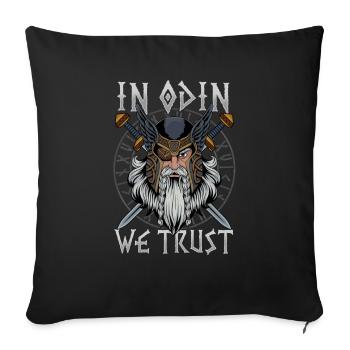 Dans Odin, nous faisons confiance au guerrier de l'épée de la fierté viking - Housse de coussin décorative 45 x 45 cm - noir - Devant