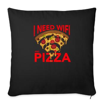 Les accros à Internet ont besoin de Wifi et de pizza - Housse de coussin décorative 45 x 45 cm - noir - Devant