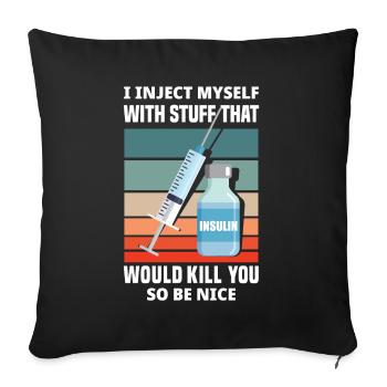 T1D Diabetes Type 1 Diabetic Gift - Sofa pillowcase 17,3'' x 17,3'' (45 x 45 cm) - black - Front