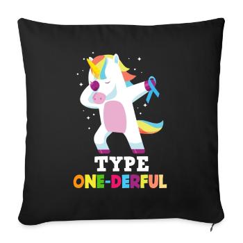 T1D Diabetes Typ 1 Diabetiker Geschenk - Sofakissenbezug 45 x 45 cm - Schwarz - Vorne