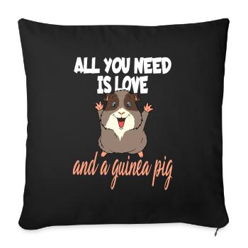 Conception d'amour et de cochons d'Inde - Housse de coussin décorative 45 x 45 cm - noir - Devant