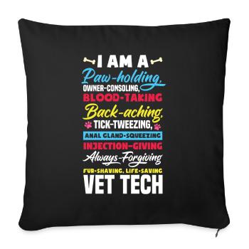 Cadeau d'infirmière vétérinaire drôle - Housse de coussin décorative 45 x 45 cm - noir - Devant