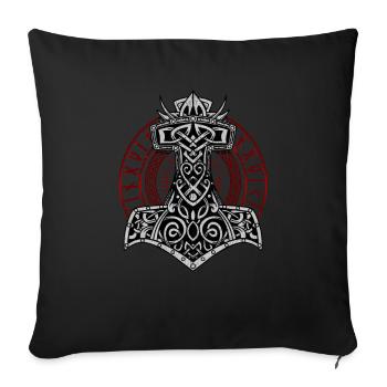 Marteau Mjolnir combattant symbole Viking Valhalla - Housse de coussin décorative 45 x 45 cm - noir - Devant