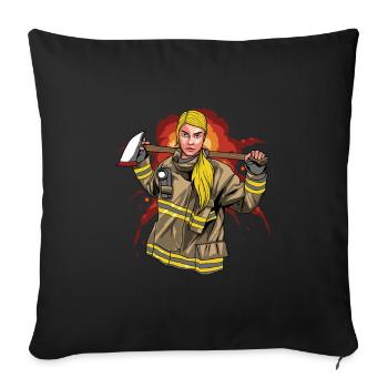 Fire department fire truck firefighter - Sofa pillowcase 17,3'' x 17,3'' (45 x 45 cm) - black - Front