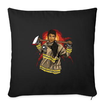 Fire department fire truck firefighter - Sofa pillowcase 17,3'' x 17,3'' (45 x 45 cm) - black - Front