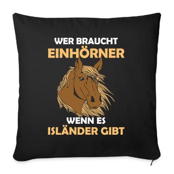 Pferde Liebe Isländer Reiterin Gechenk - Sofakissenbezug 45 x 45 cm - Schwarz - Vorne