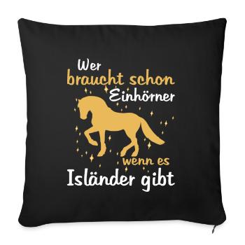 Pferde Liebe Isländer Reiterin Gechenk - Sofakissenbezug 45 x 45 cm - Schwarz - Vorne