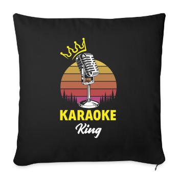 Karaoke King Singing Musique du chanteur de karaoké - Housse de coussin décorative 45 x 45 cm - noir - Devant