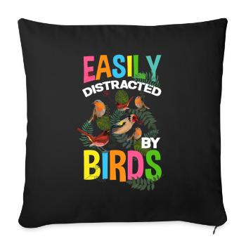 Funny bird watching bird watcher birds - Sofa pillowcase 17,3'' x 17,3'' (45 x 45 cm) - black - Front