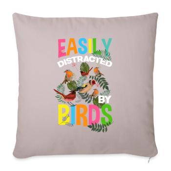 Oiseaux drôles ornithologues amateurs - Housse de coussin décorative 45 x 45 cm - taupe clair - Devant