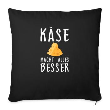 Käse Käseplatte Käsesorten Käserei - Sofakissenbezug 45 x 45 cm - Schwarz - Vorne