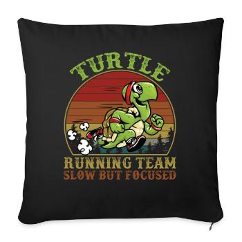 T-shirt drôle d'équipe de course de tortue lente mais concentrée - Housse de coussin décorative 45 x 45 cm - noir - Devant