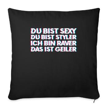 Techno Rave Hardtekk Gabber DJ EDM Raver - Sofakissenbezug 45 x 45 cm - Schwarz - Vorne