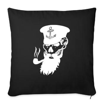 Voilier capitaine marin - Housse de coussin décorative 45 x 45 cm - noir - Devant