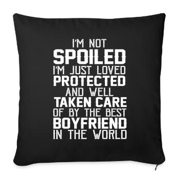 Je suis juste aimé protégé par mon petit ami T-shirt - Housse de coussin décorative 45 x 45 cm - noir - Devant