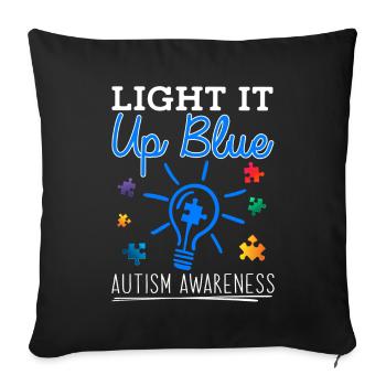 Light It Up Blue Autism Awareness Month T Shirt - Sofa pillowcase 17,3'' x 17,3'' (45 x 45 cm) - black - Front