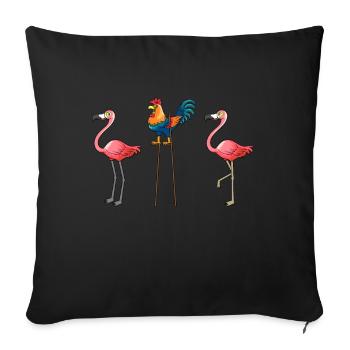 Coq drôle déguisé en flamant rose - Housse de coussin décorative 45 x 45 cm - noir - Devant