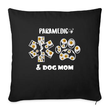 Cadeau de fleurs mignonnes de maman de paramédic et de chien pour des femmes - Housse de coussin décorative 45 x 45 cm - noir - Devant