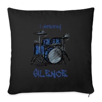 Cool drums music drummer gift - Sofa pillowcase 17,3'' x 17,3'' (45 x 45 cm) - black - Front