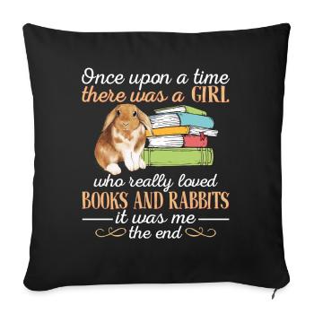 Il y avait une fille qui aimait vraiment les livres et les lapins - Housse de coussin décorative 45 x 45 cm - noir - Devant