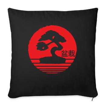 Méditation Bonsai Kanji Japon - Housse de coussin décorative 45 x 45 cm - noir - Devant