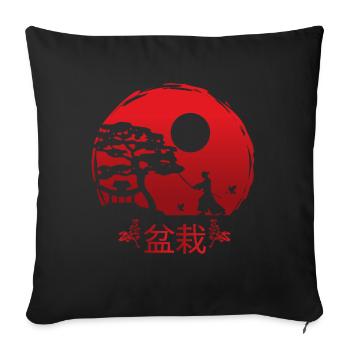 Méditation Bonsai Kanji Japon - Housse de coussin décorative 45 x 45 cm - noir - Devant