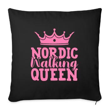 Reine de la marche nordique - Housse de coussin décorative 45 x 45 cm - noir - Devant