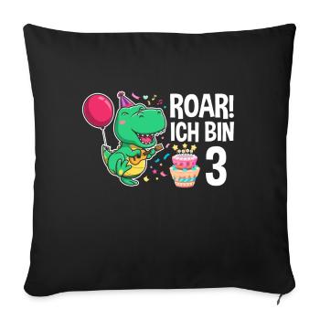 3rd birthday boy 3 years dinosaur T Rex - Sofa pillowcase 17,3'' x 17,3'' (45 x 45 cm) - black - Front