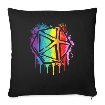 RPG Dice Tabletop Rollenspieler 20 Sided Die Rainbow - Sofakissenbezug 45 x 45 cm - Schwarz - Vorne
