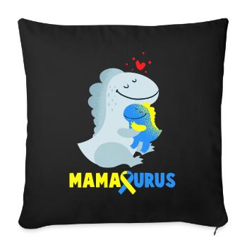 Syndrome de Down Mamasaurus Dino cadeau - Housse de coussin décorative 45 x 45 cm - noir - Devant