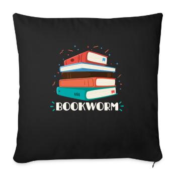 Bookworm book reading bookworm - Sofa pillowcase 17,3'' x 17,3'' (45 x 45 cm) - black - Front