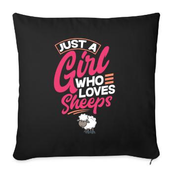 Drôle de femmes moutons moutons berger fermier - Housse de coussin décorative 45 x 45 cm - noir - Devant