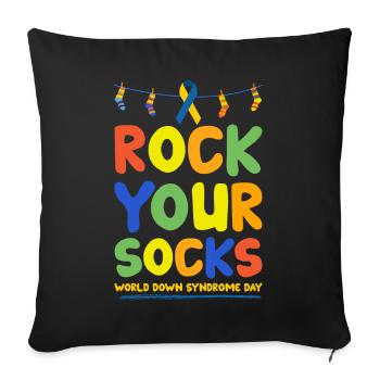 Down syndrome sock gift - Sofa pillowcase 17,3'' x 17,3'' (45 x 45 cm) - black - Front