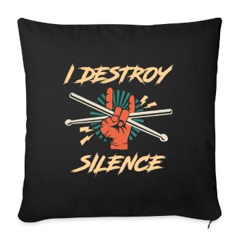 Funny drums drummer band gift - Sofa pillowcase 17,3'' x 17,3'' (45 x 45 cm) - black - Front