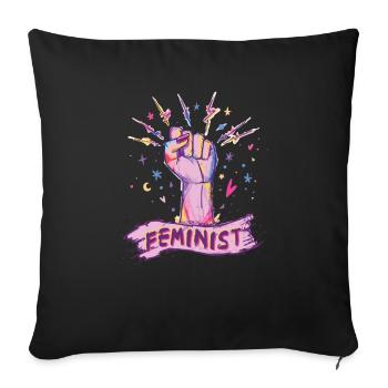 Feminism Woman Power Feminist - Sofa pillowcase 17,3'' x 17,3'' (45 x 45 cm) - black - Front