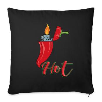 Lustige Peperoni mit Feuerzeug Chilischote Chili - Sofakissenbezug 45 x 45 cm - Schwarz - Vorne