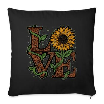 Cadeau de jardin d'amour de tournesol - Housse de coussin décorative 45 x 45 cm - noir - Devant